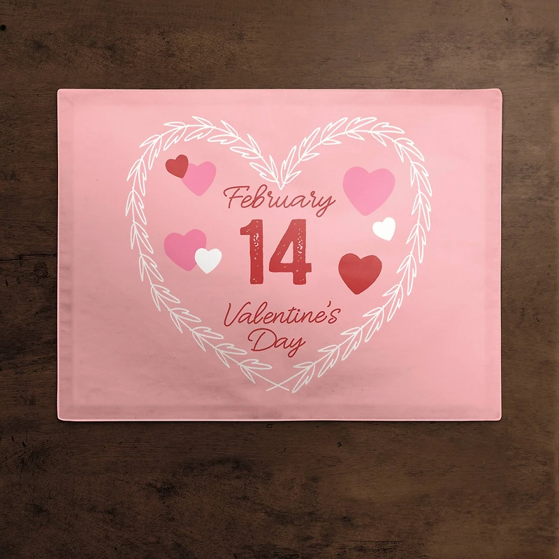 Valentine's Day Calendar Wreath Poly Twill Placemat