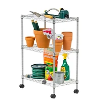 Iris® 32" Silver 3-Tier Rolling Wire Rack Shelf