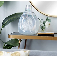 14" White Contemporary Glass Vase