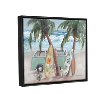 Stupell Industries Summer Waves Tropical Van Surfboards Floater Framed Art