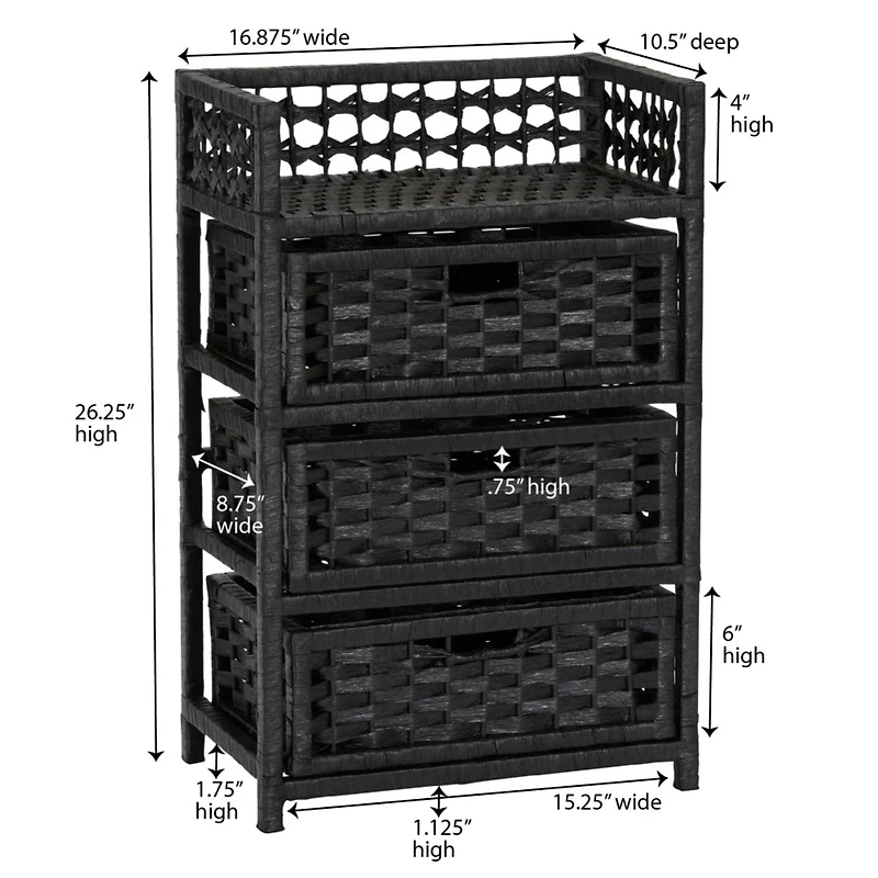 Household Essentials Woven 3 Drawer Chest with Cutout Handles