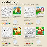 Arteza® Kids Canvas Paint Kit, 4 8x8 Canvas with Brushes & Paints Animals