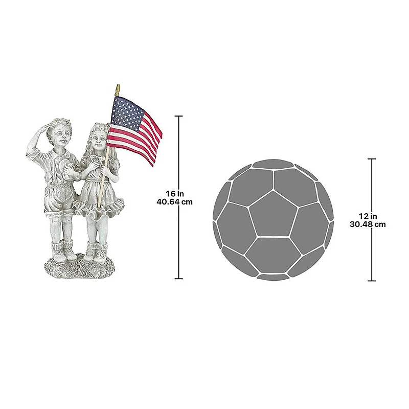 Design Toscano 16" Patriotic Flag Children Statue