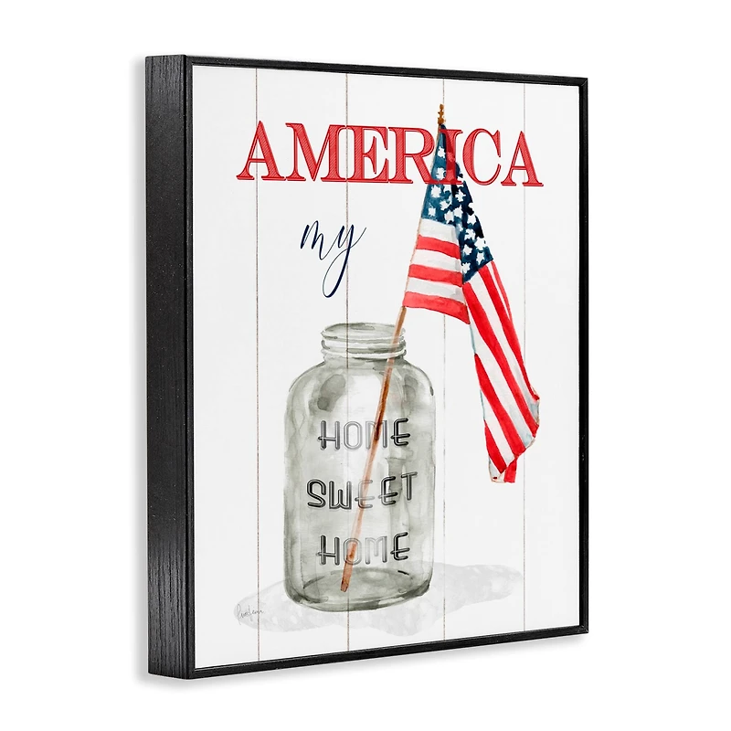 Stupell Industries America My Home Sweet Home Patriotic Country Flag Framed Giclee Art