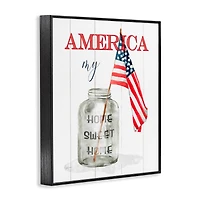 Stupell Industries America My Home Sweet Home Patriotic Country Flag Framed Giclee Art