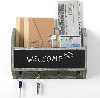 NEX™ Wall Mount Mail & Key Holder Organizer with Chalkboard Surface