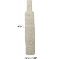 White Bamboo Tall Woven Floor Vase 9" x 9" x 48"
