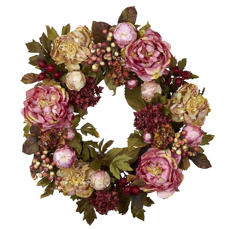 24" Peony & Hydrangea Wreath