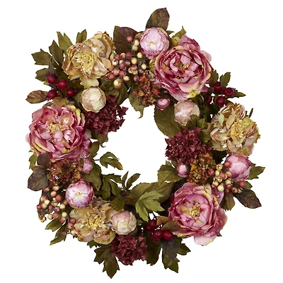 24" Peony & Hydrangea Wreath