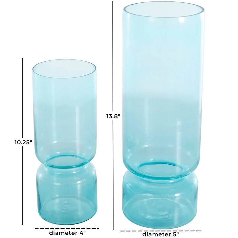Blue Modern Round Glass Vase Set