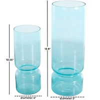 Blue Modern Round Glass Vase Set