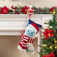 Glitzhome® 21"L Hooked Christmas Yeti Stocking