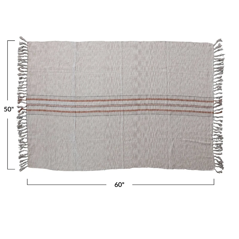 Hello Honey® 60" Striped Woven Cotton & Linen Throw with Fringe