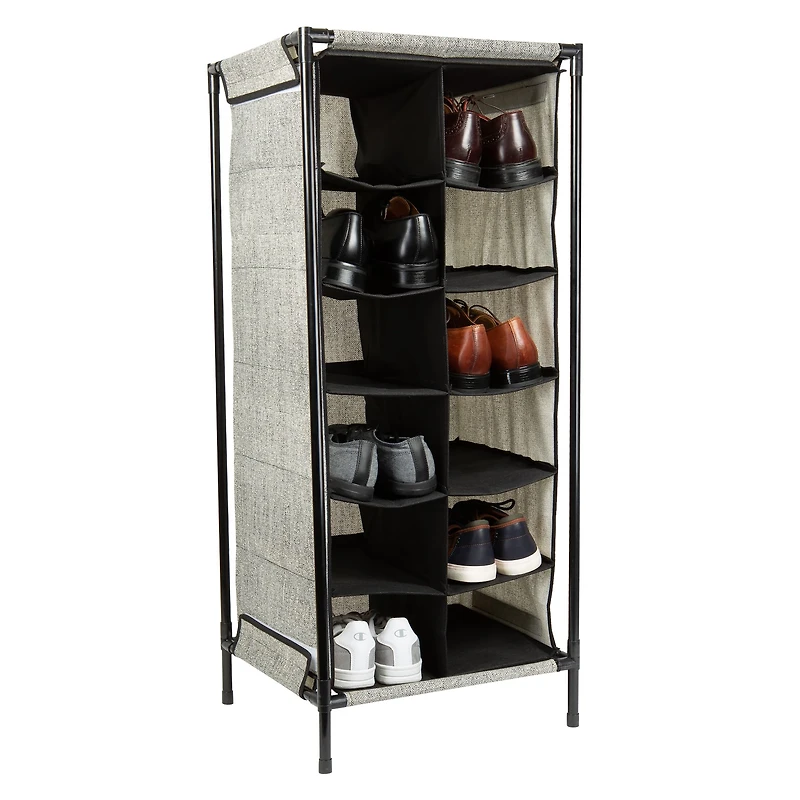 Simplify Black 12-Section Shoe Organizer