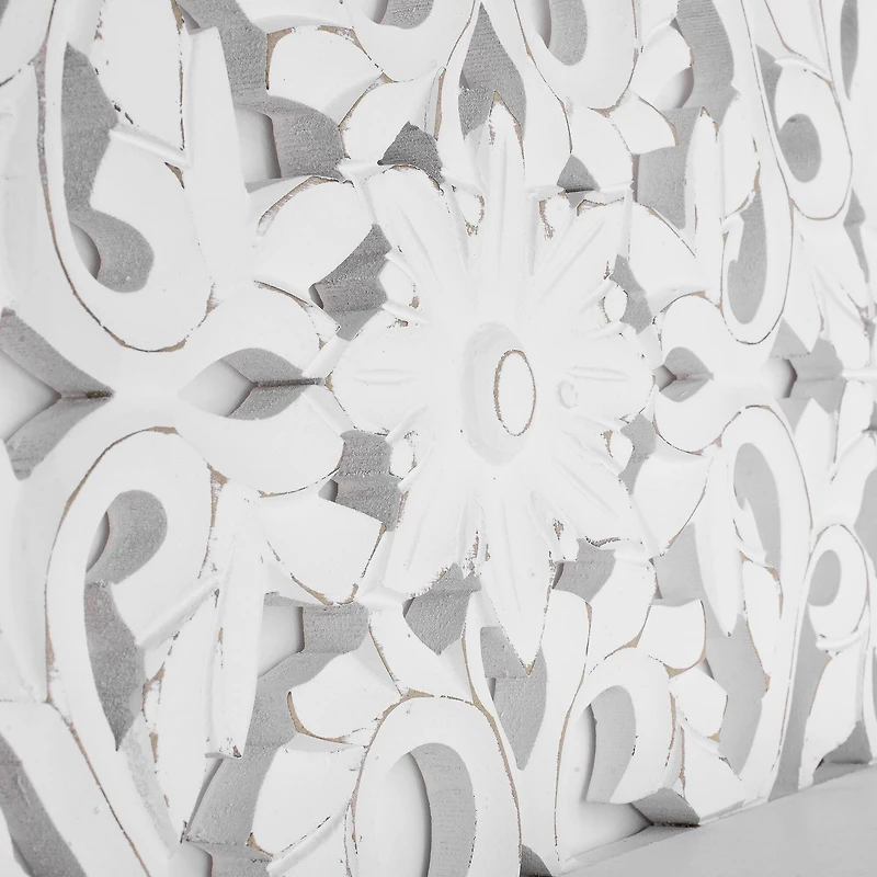 30" White Floating Wall Coat & Hat Hook Rack Shelf