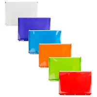 JAM Paper 9.75" x 13" Assorted Zip Closure 3-Hole Punch Plastic Envelopes, 6ct.