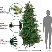 7.5ft. Pre-Lit Real Touch™️ Hudson Fir Artificial Christmas Tree, Warm White LED Lights