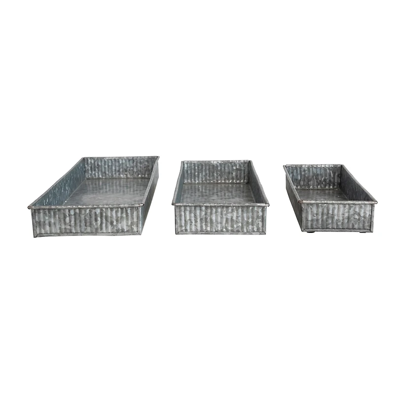 Hello Honey® Antique Galvanized Finish Decorative Metal Nesting Tray Set