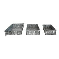 Hello Honey® Antique Galvanized Finish Decorative Metal Nesting Tray Set