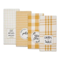 Honey Gold Farm To Table Embellished Dishtowel (Set of 4)