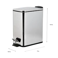 Simplify Stainless Steel 5L Slim Rectangular Pedal Trash Bin with Soft Close Lid