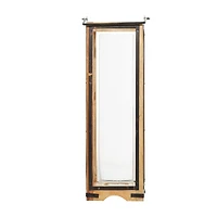 Brown Mango Wood Traditional Candle Holder Lantern, 31" x 8" x 8"