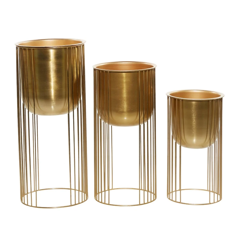 Gold Metal Contemporary Glam Planter Set