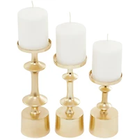 CosmoLiving by Cosmopolitan Gold Aluminum Pillar Candle Holder Set