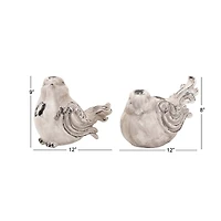 Tan Stone Country Garden Bird Sculpture Set