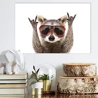 Designart - Raccoon With Red Sunglasses