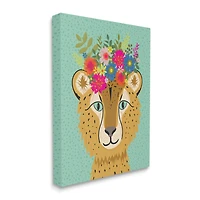 Stupell Industries Floral Crown Cheetah Spotted Fur Playful Animal Canvas Wall Art