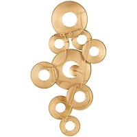 Gold Metal Abstract Stacked Circle Ring Wall Decor with Groove Texture