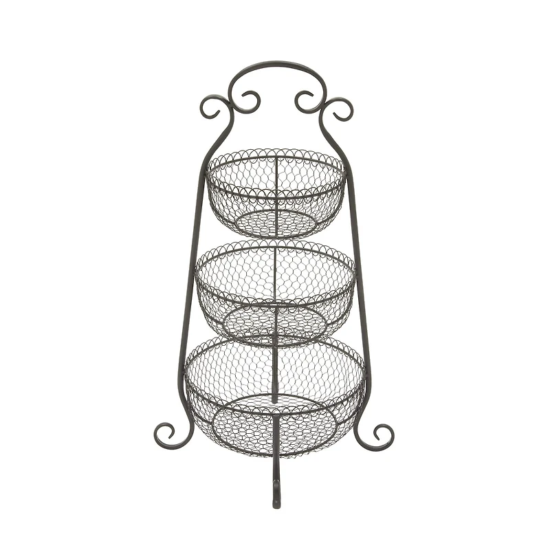 33" Black Iron Farmhouse 3 Tier Tray Stand