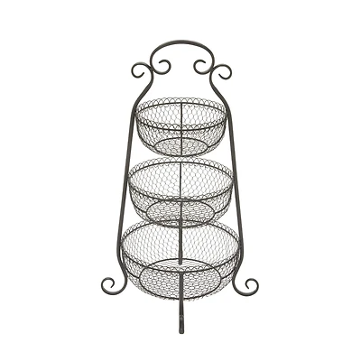 33" Black Iron Farmhouse 3 Tier Tray Stand