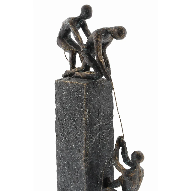 Grey Polystone Sculpture, Rock Climber 17" x 7" x 3"