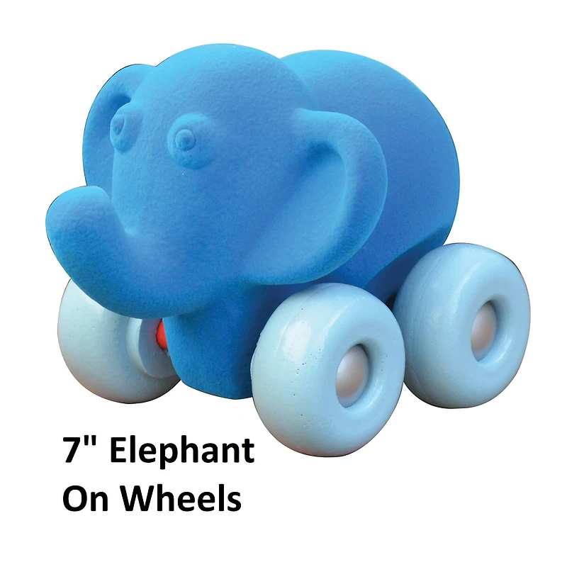 Rubbabu 7" Blue Elephant Aniwheelie Baby Toy