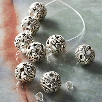 12 Pack:  Silver-Plated Round Filigree Beads, 10mm by Bead Landing™