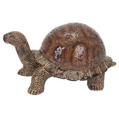 Brown Polystone Coastal Sculpture, Turtle 6" x 11" x 6"