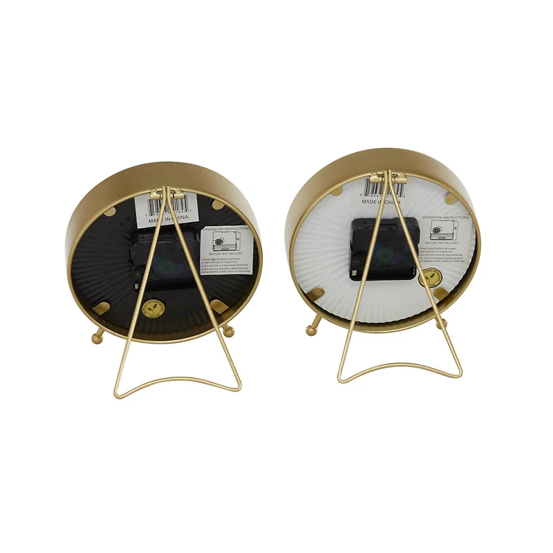 7" Gold Metal Modern Clock Set
