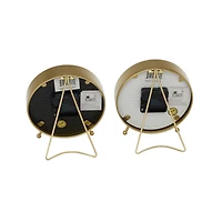 7" Gold Metal Modern Clock Set