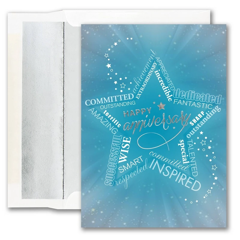 JAM Paper Anniversary Wording Star Blank Card & Envelopes Set