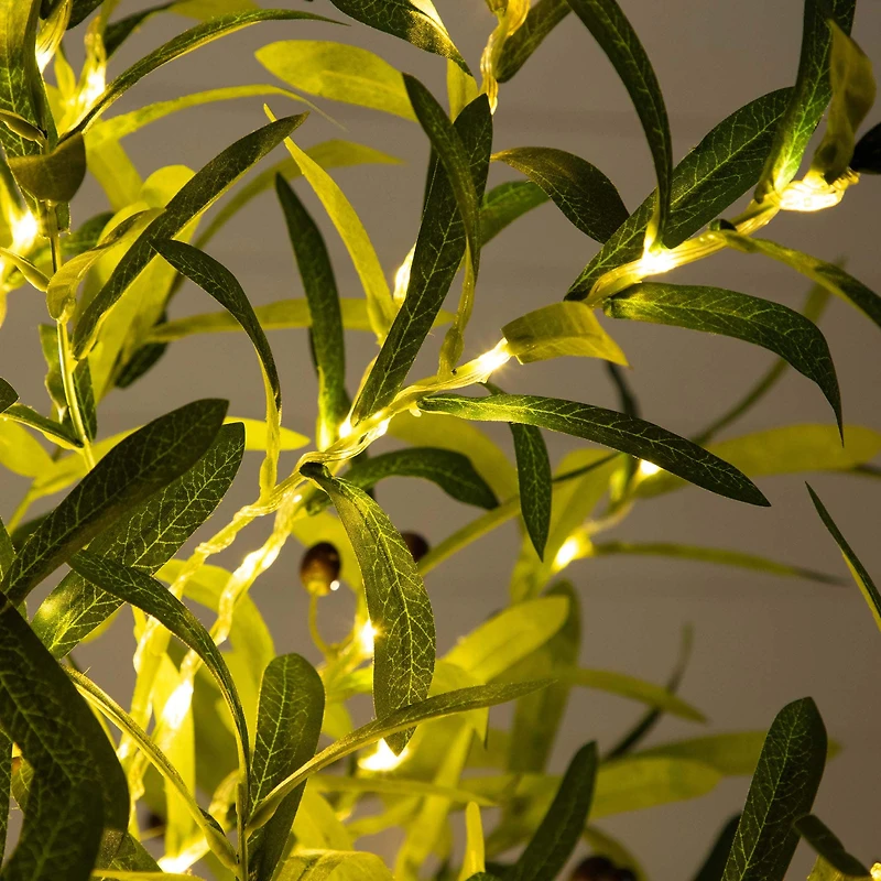 6ft. Potted Pre-Lit Artificial Olive Tree with Warm White LED Lights
