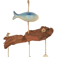 3ft. Brown Ceramic Fish Windchime with Driftwood & Hanging Starfish Accents