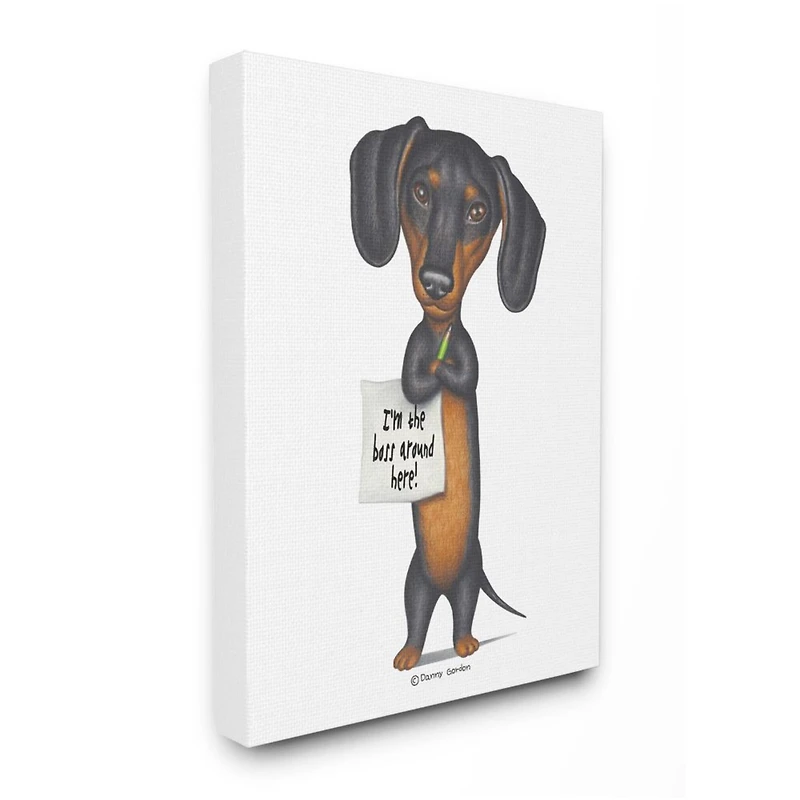 Stupell Industries Dachshund 'I'm The Boss' Fun Family Pet Phrase Canvas Wall Art