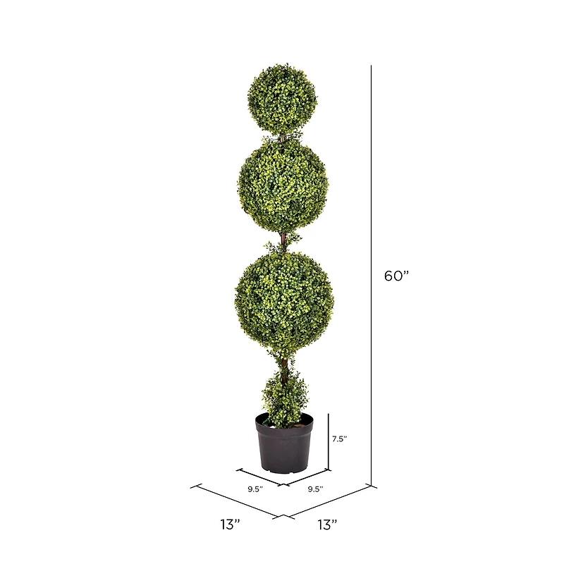 5ft. Artificial Triple Ball Green Boxwood Topiary