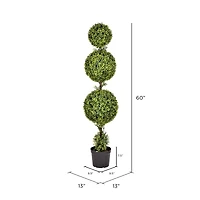 5ft. Artificial Triple Ball Green Boxwood Topiary