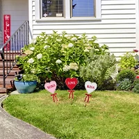 Glitzhome® 16" Valentine's Metal Heart Yard Stake Set