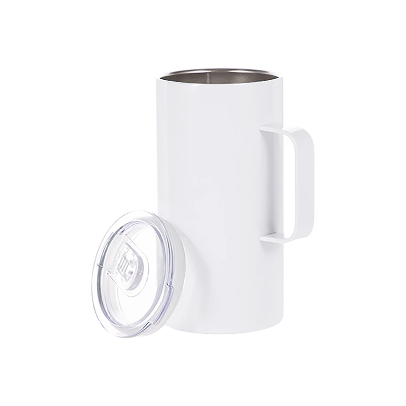 Craft Express 20oz. White Stainless Steel Mug with Handle and Slide Lid, 4ct.