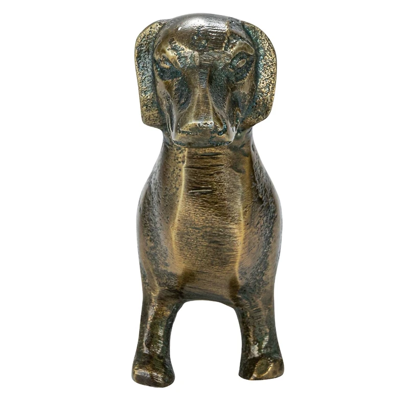 Hello Honey® 6.5" Antique Brass Dachshund Cast Aluminum Tabletop Décor