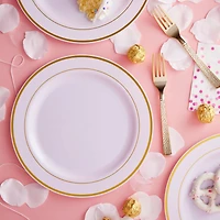 12 Packs: 10 ct. (120 total) 10.3" Round Banquet Plates with Gold Trim by Celebrate It™